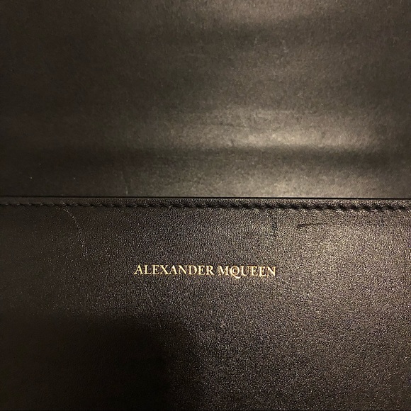 ❌SOLD!!!❌ Authentic Alexander McQueen black and gold jewelled satchel medium bag - Picture 7 of 8